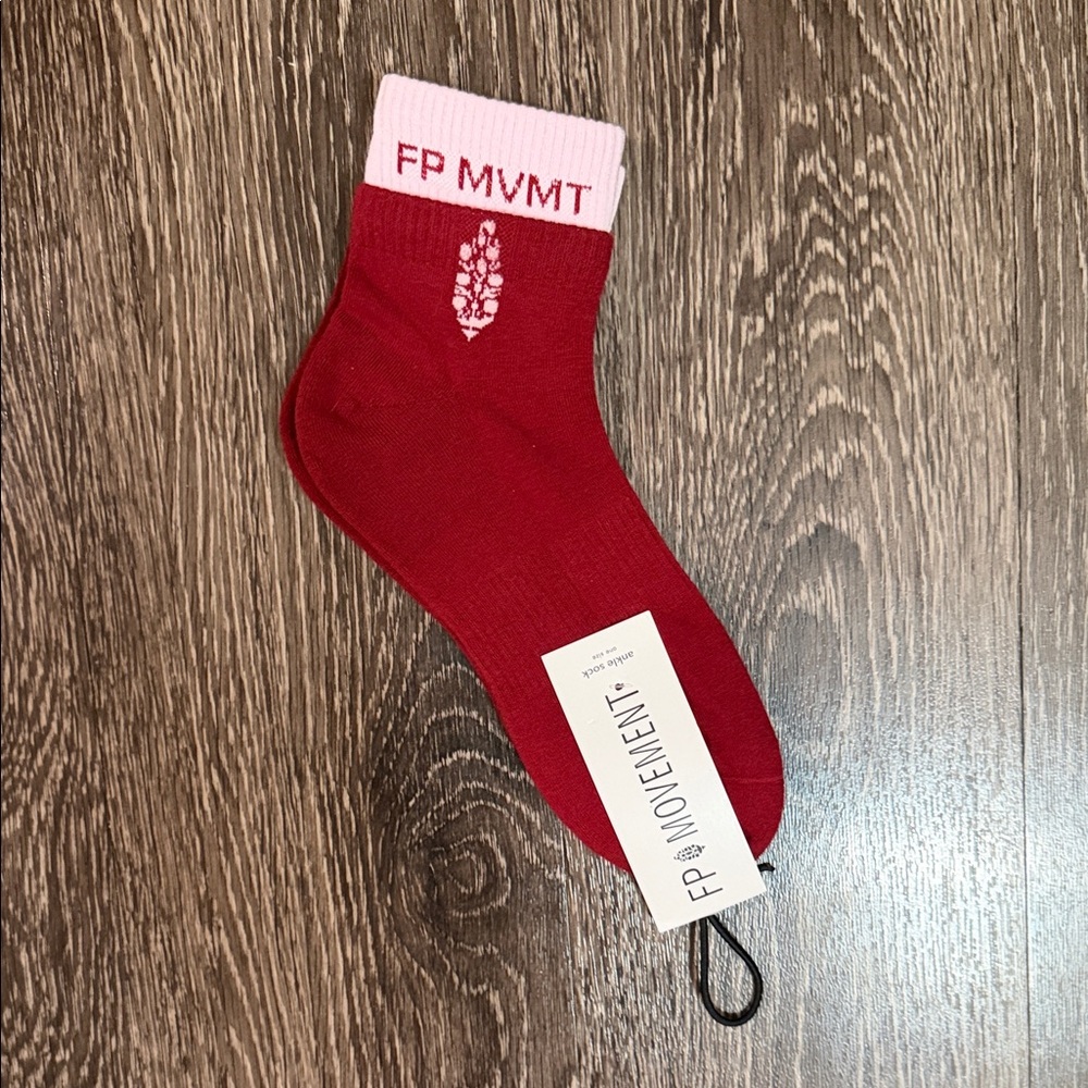 MVMT Red Ankle Socks with Pink Cuff